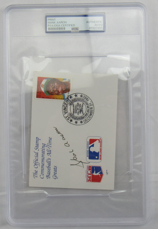 Hank Aaron Signed Encapsulated Print PSA/DNA