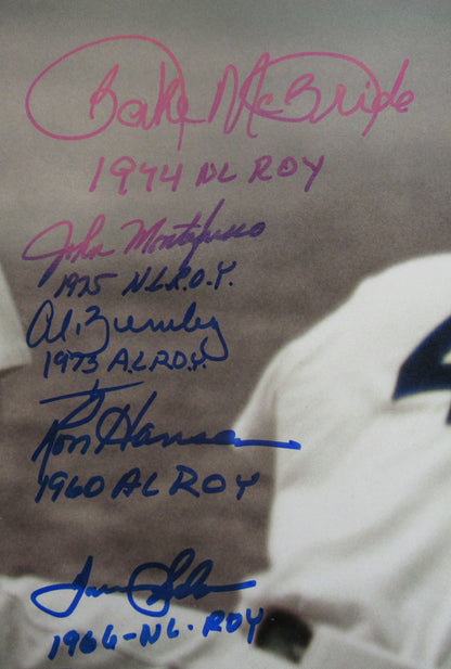 ROY Rookie of the Year Multi Signed Auto 16x20 Jackie Robinson Photo - Pete Rose, Jose Canseco