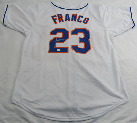 Julio Franco Signed Auto Mets Baseball Jersey JSA Witnessed Certified