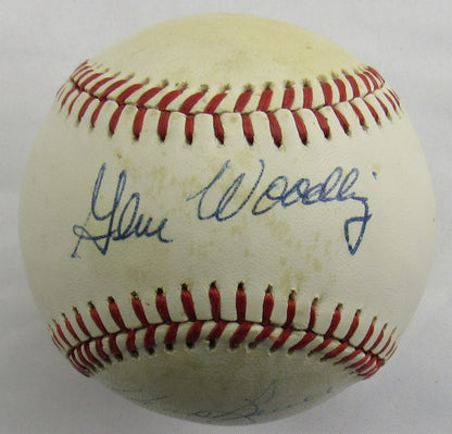 Gene Woodling Hank Bauer Signed Auto Autograph Rawlings Baseball JSA AX04808