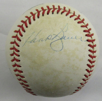 Gene Woodling Hank Bauer Signed Auto Autograph Rawlings Baseball JSA AX04808