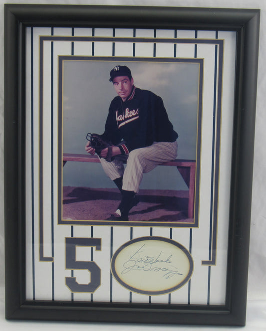 Joe DiMaggio Framed Signed Auto 3x5 Cut Signature w/ 8x10 Photo JSA LOA ZZ63175