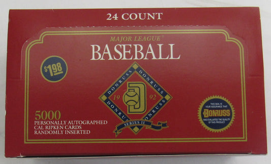 1992 Donruss 24 Packs MLB Baseball Series 2 One Jumbo Sealed Box Ripken Auto