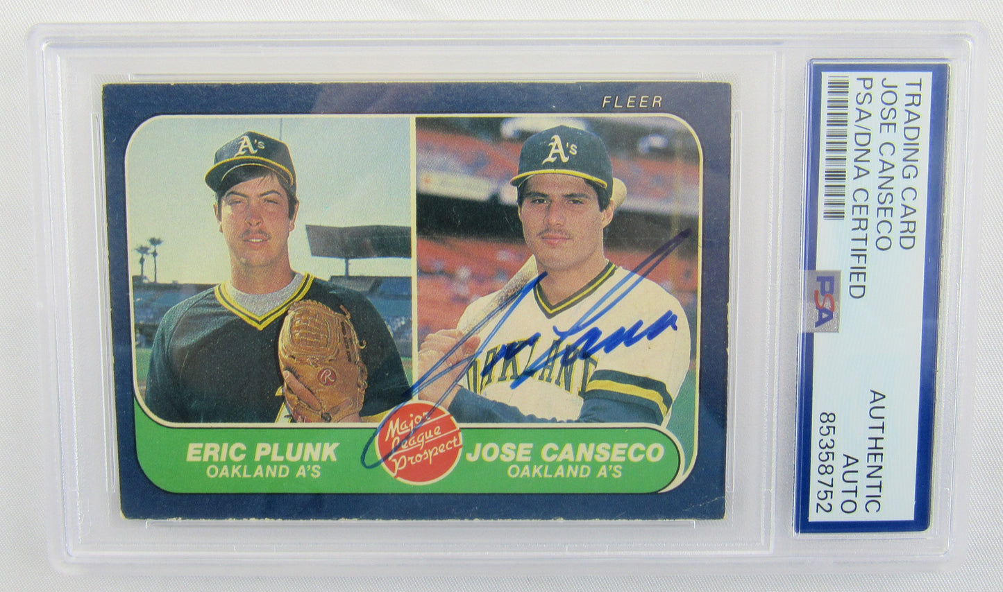 Jose Canseco Signed Auto Autograph 1986 Fleer Baseball Card PSA Encapsulated