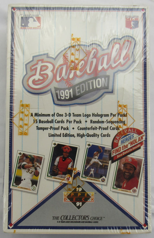 1991 Upper Deck Baseball Wax Box - Nolan Ryan Autograph / Michael Jordan SP