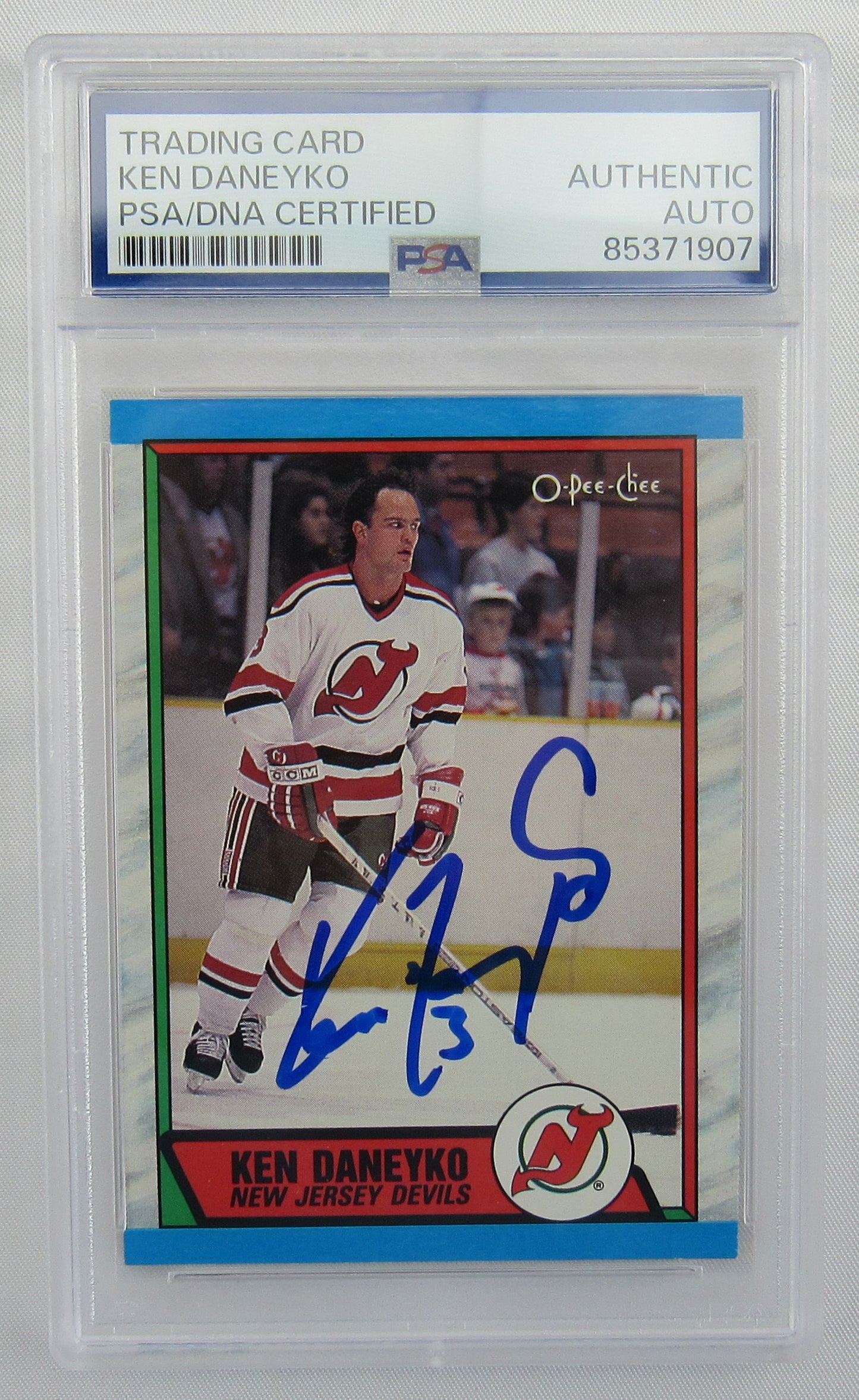 Ken Daneyko 1989 O-Pee-Chee Signed Auto Autograph Hockey Card PSA Encapsulated V