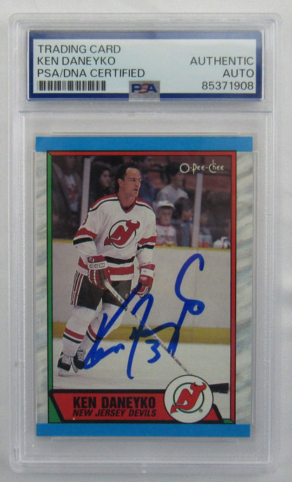 Ken Daneyko 1989 O-Pee-Chee Signed Auto Autograph Hockey Card PSA Encapsulated VI