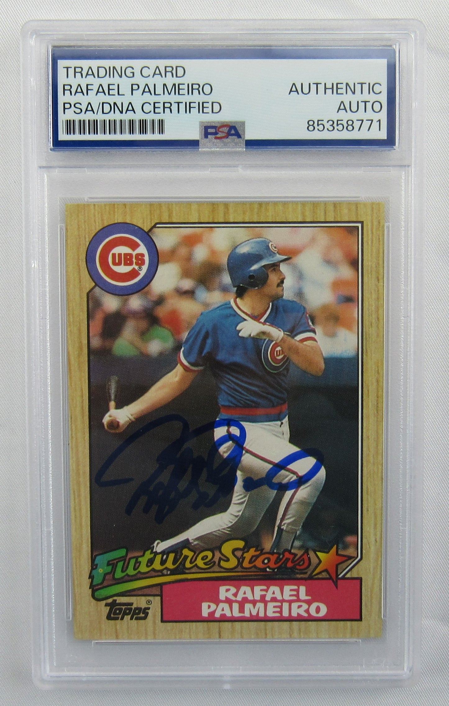 Rafael palmeiro 1987 Topps Signed Auto Autograph Baseball Card PSA Encapsulated