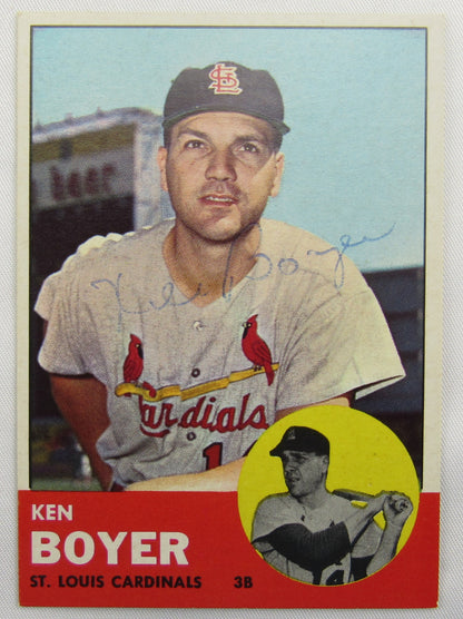 Ken Boyer 1963 Topps Signed Auto Autograph Baseball Card #375 JSA LOA YY84467