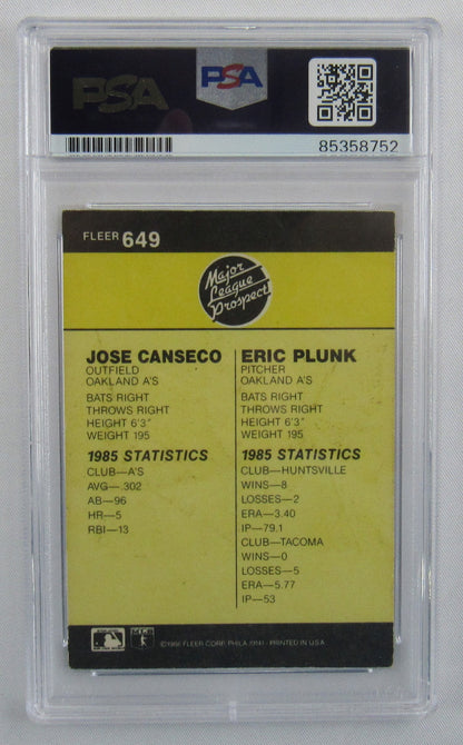 Jose Canseco Signed Auto Autograph 1986 Fleer Baseball Card PSA Encapsulated