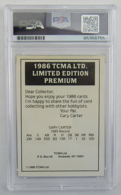 Gary Carter 1986 TCMA LTD Signed Auto Autograph Limited Edition Premium Card PSA Encapsulated