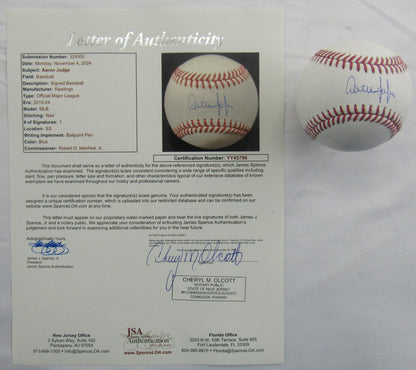 Aaron Judge Signed Auto Autograph Rawlings Baseball JSA LOA YY45796