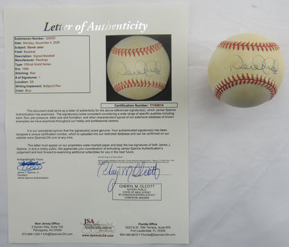 Derek Jeter Signed Auto Autograph 1996 World Series Rawlings Baseball JSA LOA YY45814