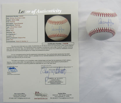 Aaron Judge Signed Auto Autograph Rawlings Baseball JSA LOA YY45786