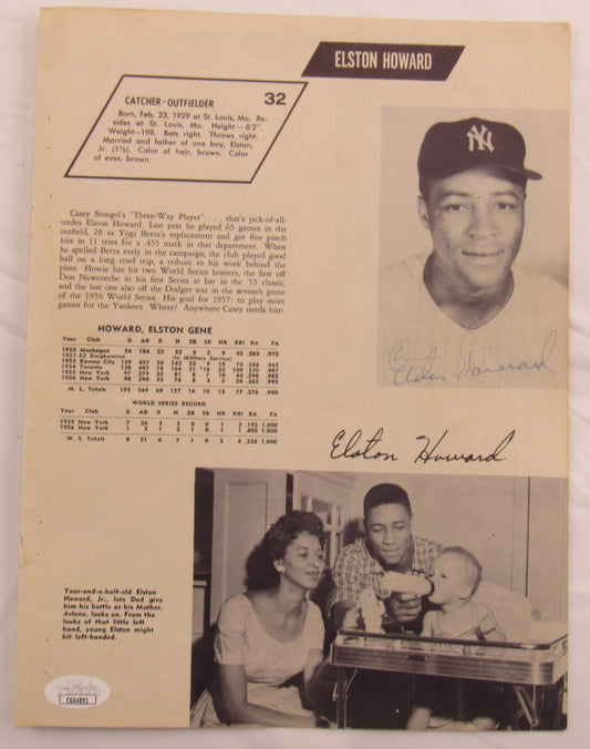 Elston Howard Jerry Coleman Signed Auto Program Page JSA CG64891