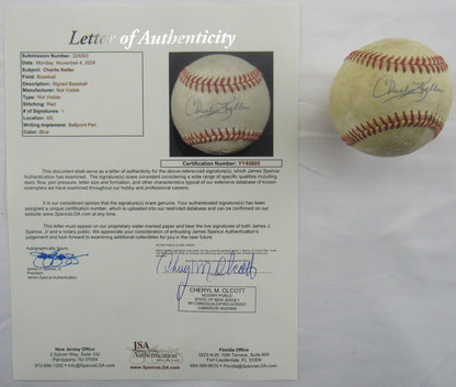 Charlie Keller Signed Auto Autograph Rawlings Baseball JSA LOA YY45805