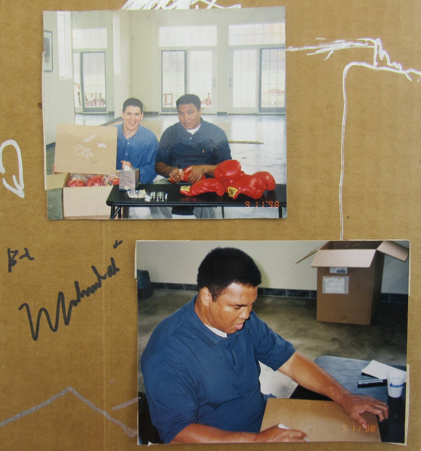 Muhammad Ali Drawings & Signed Auto Autograph Cardboard Slab