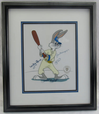 New York Yankees Hall of Famers Signed Auto Autograph Framed Looney Tunes Photo JSA LOA YY93490