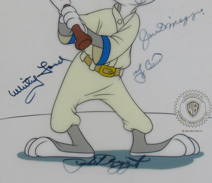 New York Yankees Hall of Famers Signed Auto Autograph Framed Looney Tunes Photo JSA LOA YY93490