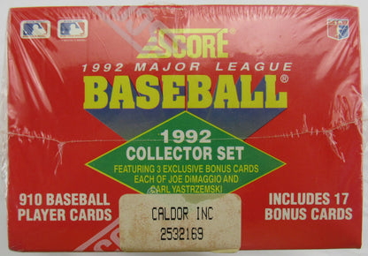 1992 Score Baseball Collector Set Factor Sealed - 910 Cards + 17 Bonus