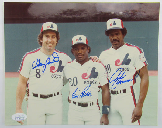 Gary Carter Tim Raines Andre Dawson Signed Auto Autograph 8x10 Photo JSA AY77371