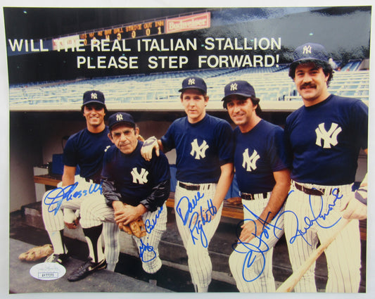 Yogi Berra Joe Pepitone Rick Cerone +2 Signed Auto Autograph 8x10 Photo JSA AY77370