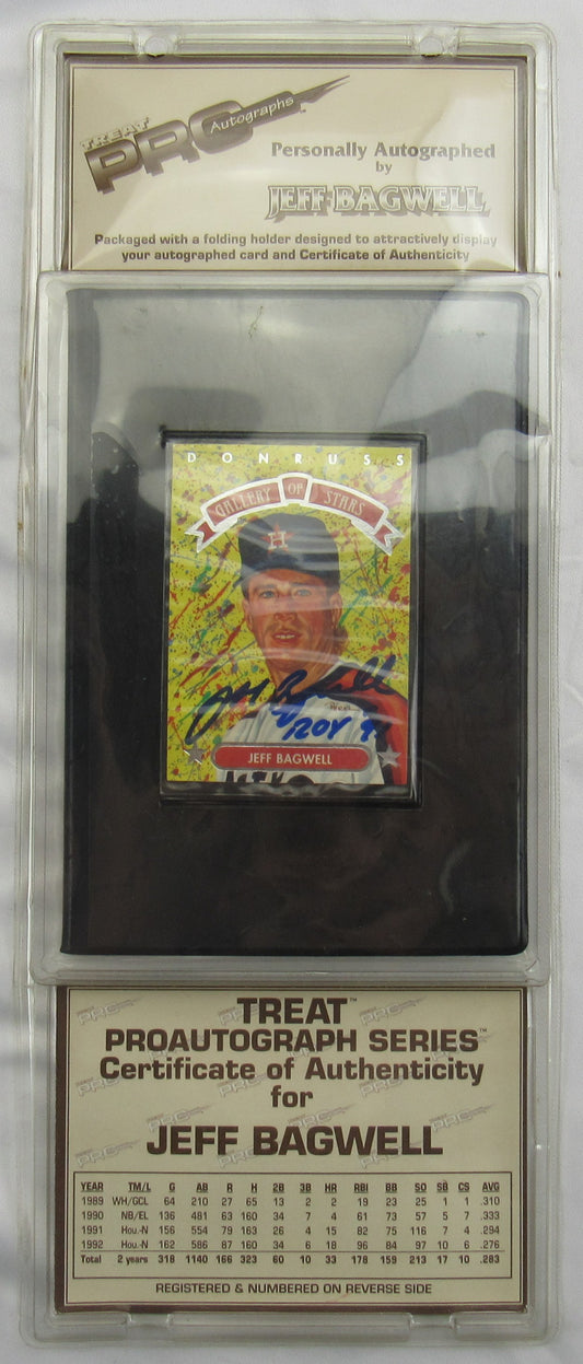 Treat Pro Autograph Card Booklet JEFF BAGWELL, Astros ROY '91
