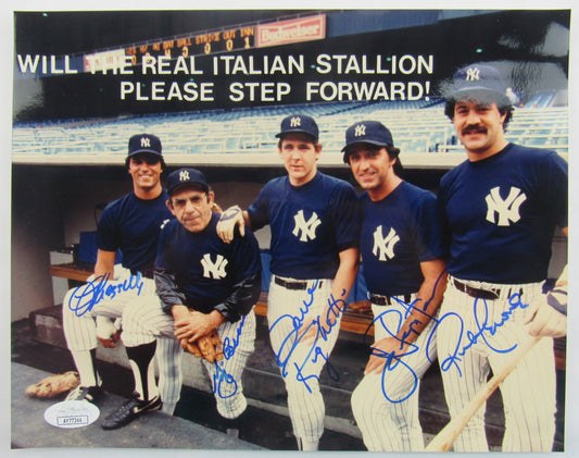 Yogi Berra Lee Mazzilli Joe Pepitone +2 Signed Auto Autograph 8x10 Photo JSA AY77344