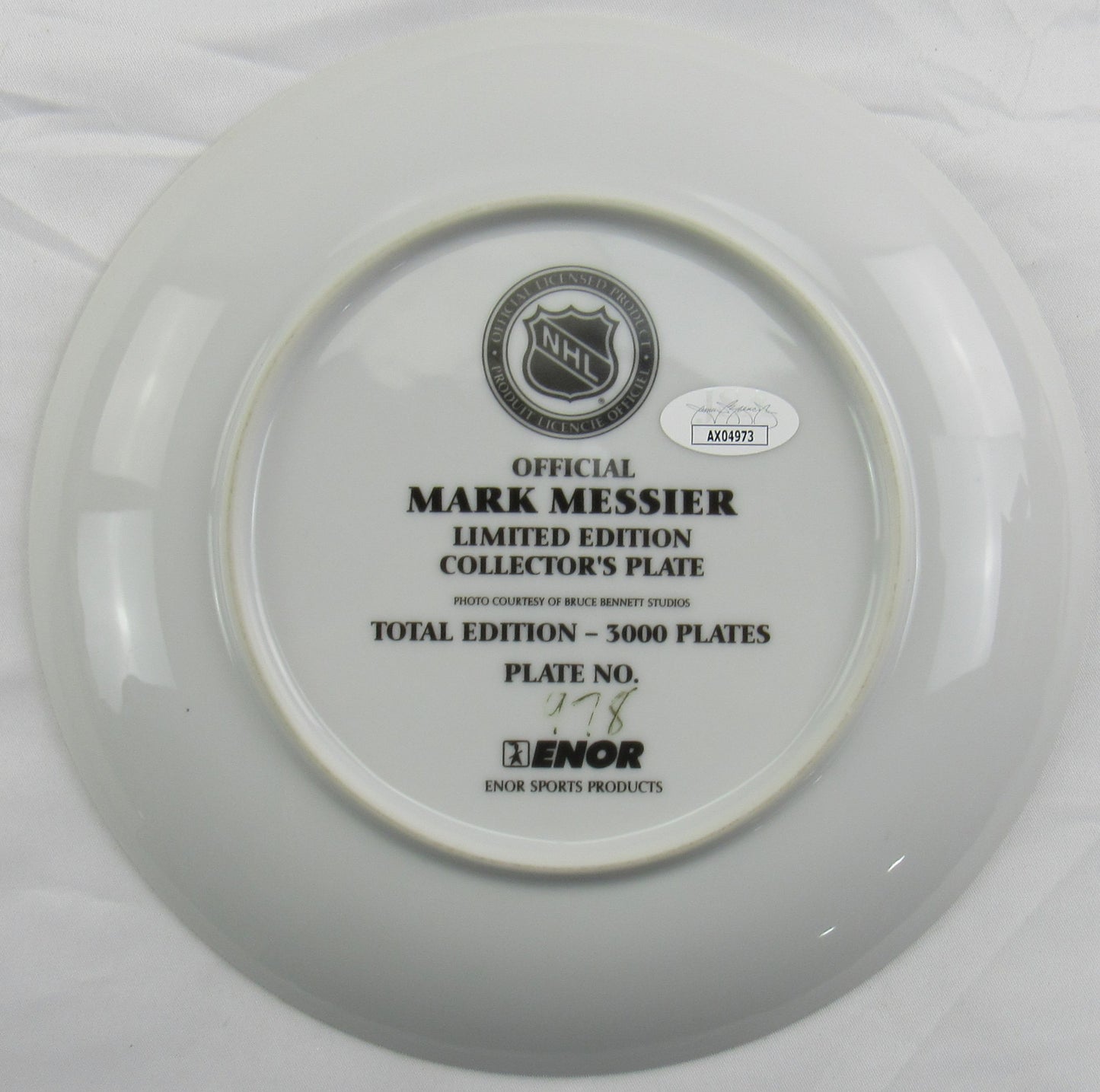 Mark Messier Signed Auto Autograph Ceramic Plate w/ 94 Cup Insc #978/3000 JSA AX04973