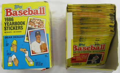 1986 Topps Baseball Yearbook Sticker Box Lot - 150 Sticker Packs+