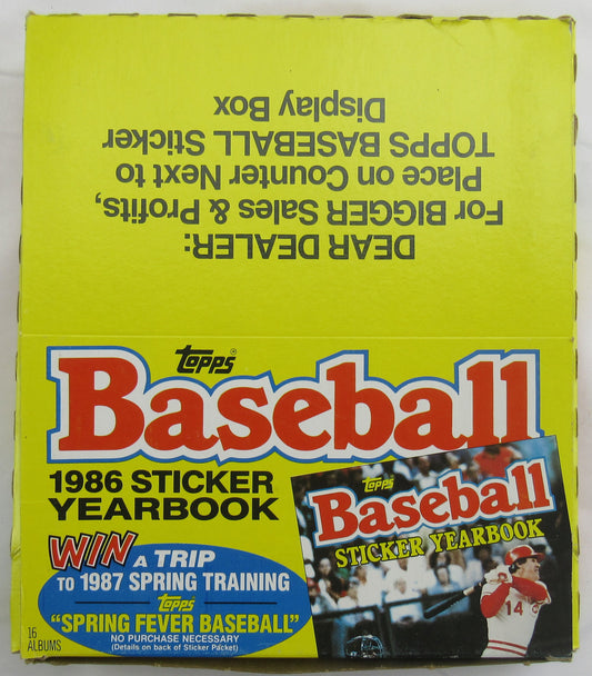 1986 Topps Baseball Yearbook Sticker Album Factory Box of 15 Albums
