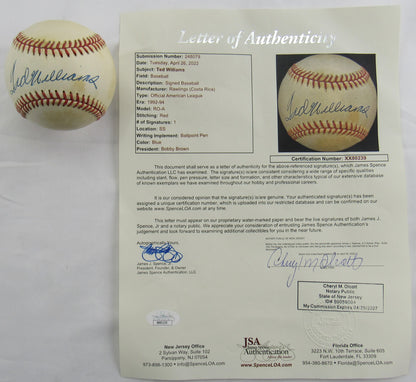 Ted Williams Signed Auto Autograph Rawlings Baseball JSA XX80239