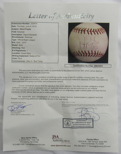 Albert Pujols Signed Auto Rawlings Baseball JSA LOA BB24003