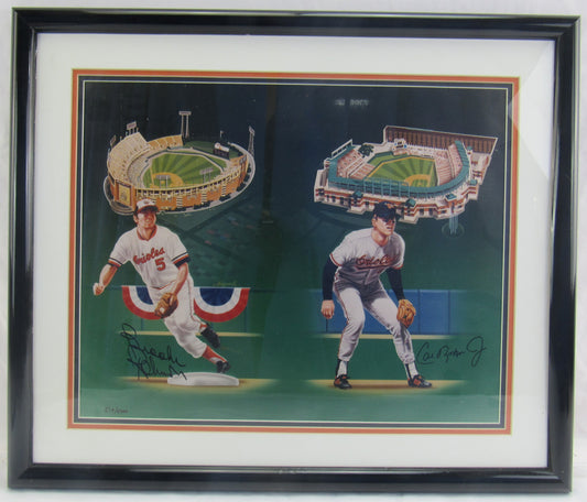 Cal Ripken Jr Brooks Robinson Signed Auto Autograph Framed Print JSA AX39273