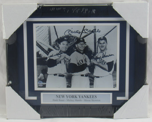 Mickey Mantle Hank Bauer Moose Skowron Signed Auto Autograph Framed Photo JSA LOA YY48891