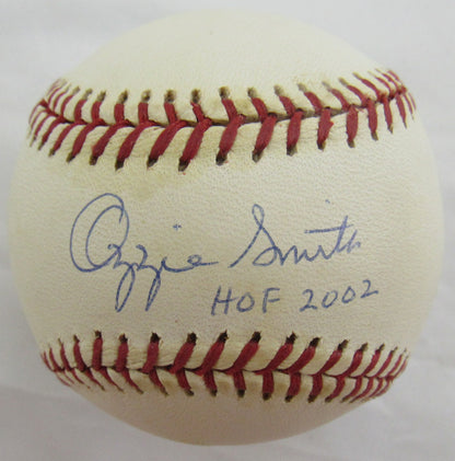 Ozzie Smith w/HOF 2002 Signed Auto Rawlings Baseball Steiner Holo