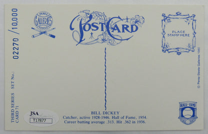 Bill Dickey Signed Auto Autograph Postcard JSA T17877