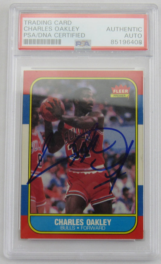 1985-1986 Fleer Charles Oakley Signed Auto Autograph Card PSA/DNA Encapsulated