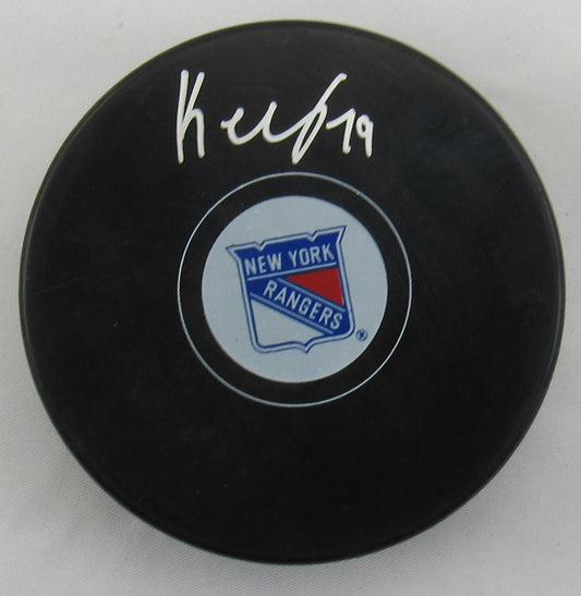 K'Andre Miller Signed Auto Autograph Rangers Logo Hockey Puck Fanatics Hologram