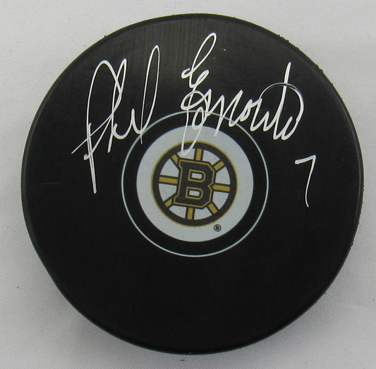 Phil Esposito Signed Auto Autograph Bruins Logo Hockey Puck JSA Certified