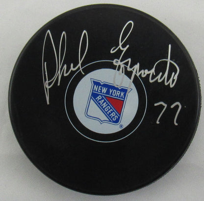 Phil Esposito Signed Auto Autograph Rangers Logo Hockey Puck JSA Certified