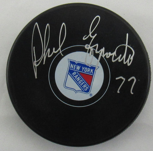 Phil Esposito Signed Auto Autograph Rangers Logo Hockey Puck JSA Certified