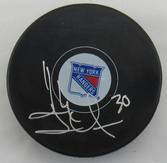 Henrik Lundqvist Signed Auto Autograph Rangers Logo Hockey Puck Fanatics Hologram