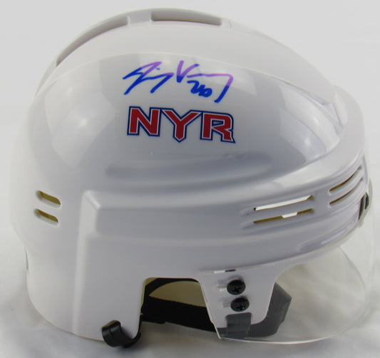 Jimmy Vesey Signed Auto Autograph Rangers White Mini Helmet JSA Certified