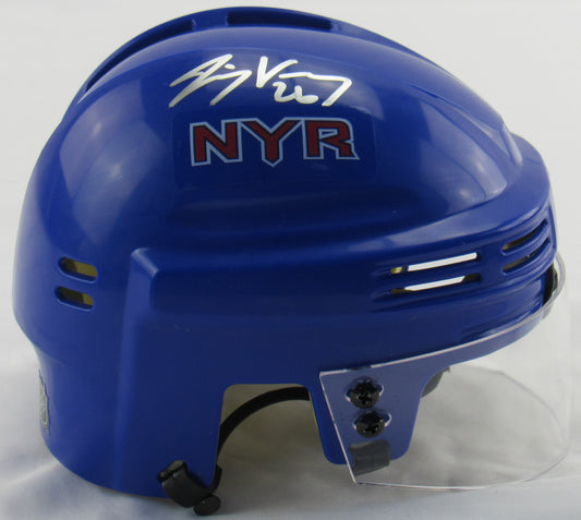 Jimmy Vesey Signed Auto Autograph Rangers Blue Mini Helmet JSA Certified