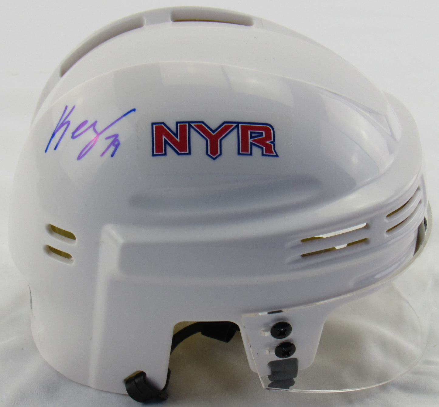 K'Andre Miller Signed Auto Autograph Rangers White Mini Helmet Fanatics Hologram