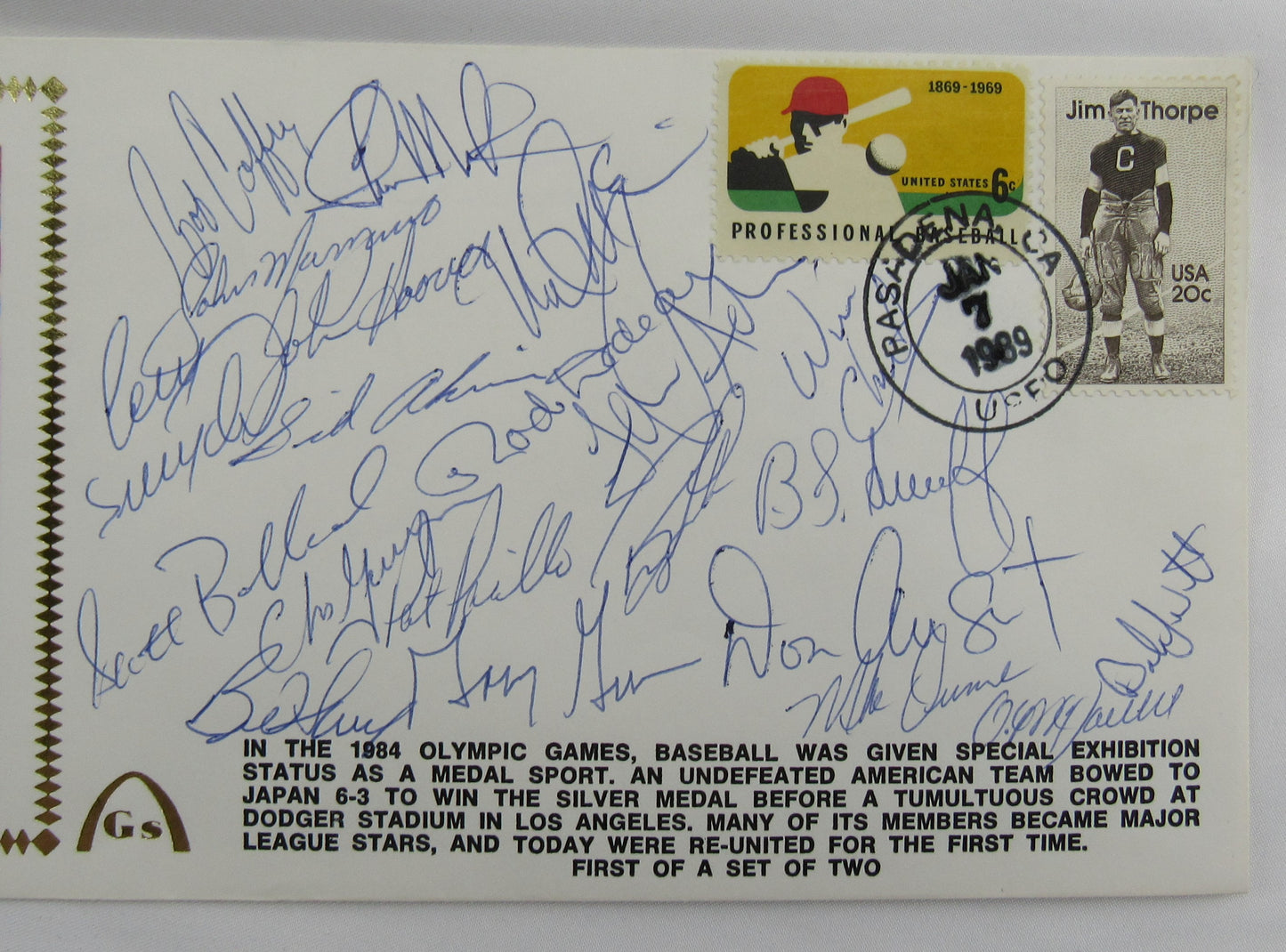 1984 Olympic Baseball Team USA 21 Signed 4x9 Auto Autograph Envelope JSA LOA YY80118