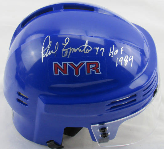 Phil Esposito Signed Auto Autograph Rangers Mini Helmet w/ HOF Insc JSA Certified II