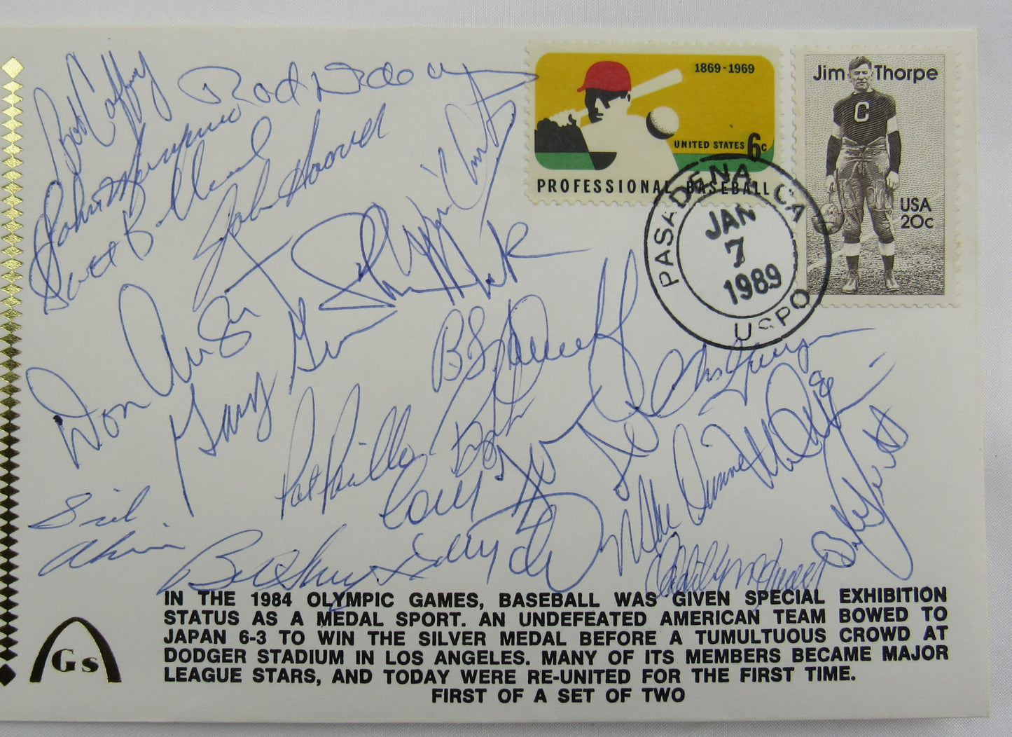 1984 Olympic Baseball Team USA 21 Signed 4x9 Auto Autograph Envelope JSA LOA YY80117