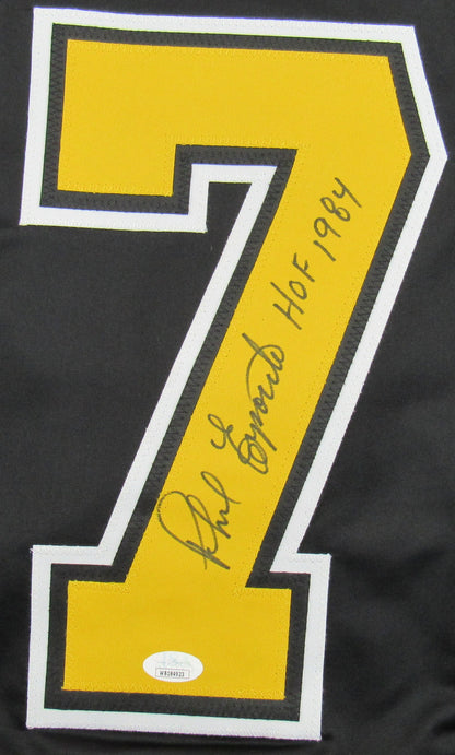 Phil Esposito Signed Auto Autograph Replica Bruins Jersey w/ HOF Insc JSA Certified